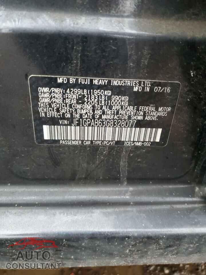 SUBARU IMPREZA 2016 - JF1GPAB63G8328077