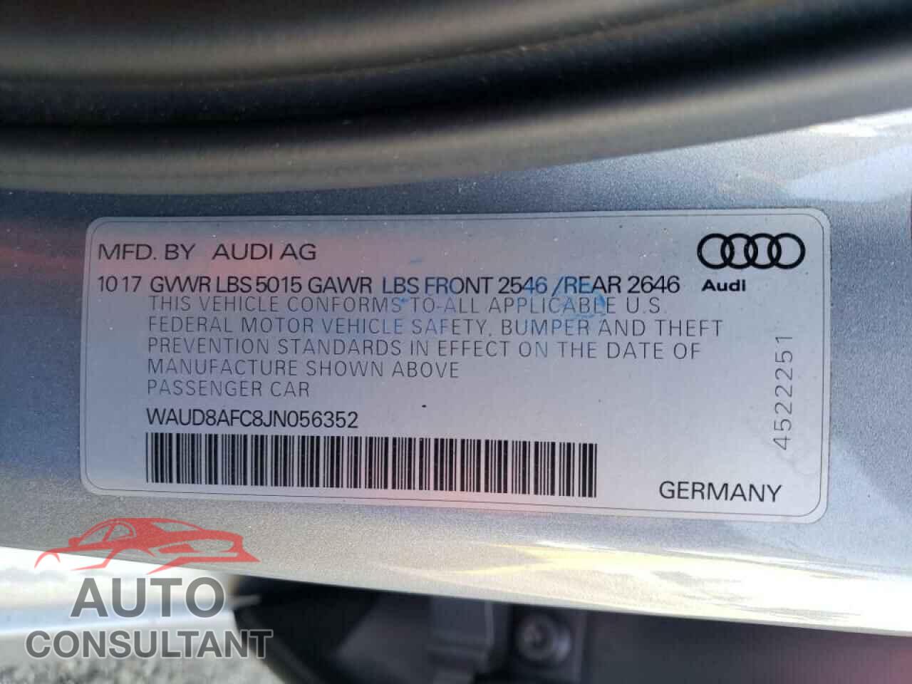 AUDI A6 2018 - WAUD8AFC8JN056352