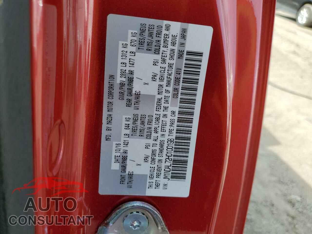 MAZDA MX5 2017 - JM1NDAL72H0100198