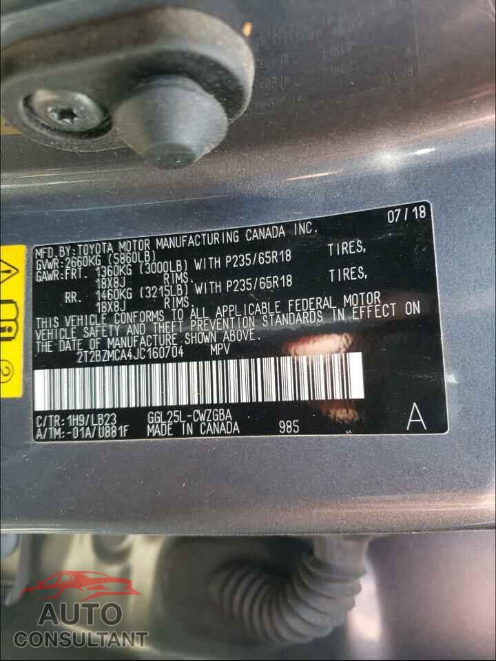 LEXUS RX350 2018 - 2T2BZMCA4JC160704