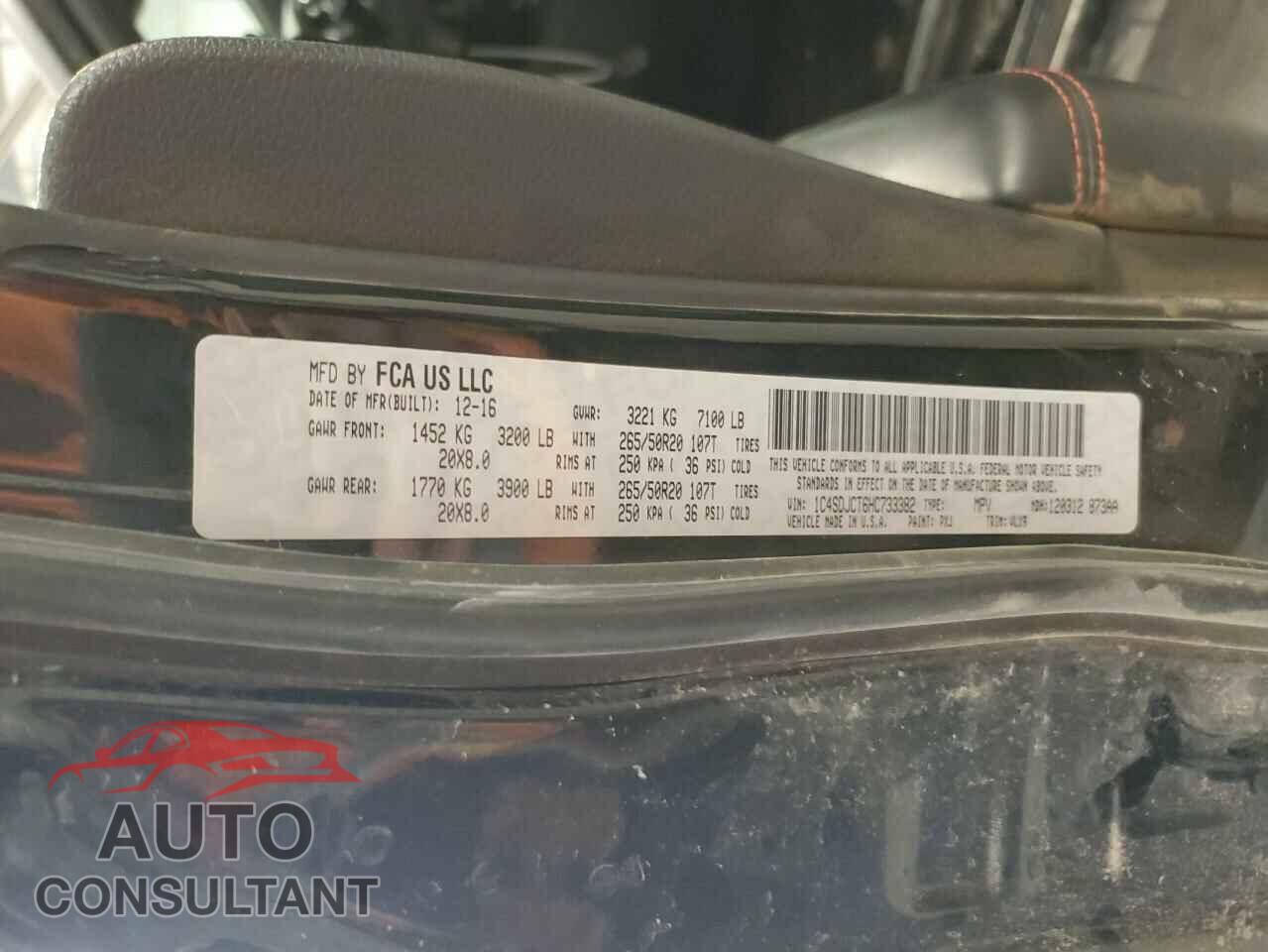 DODGE DURANGO 2017 - 1C4SDJCT6HC733382