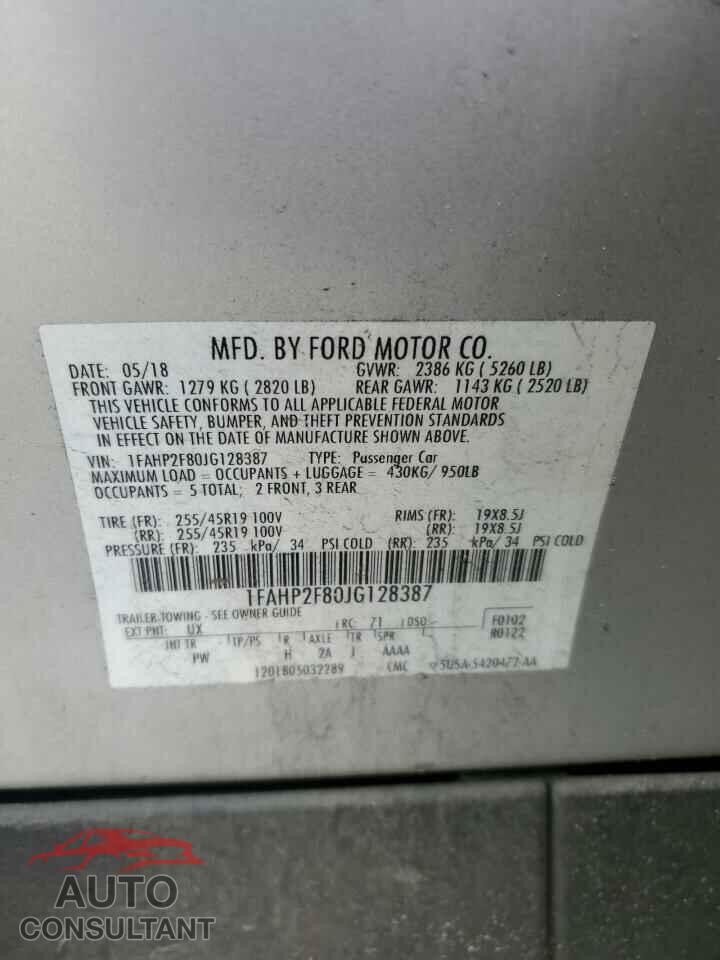 FORD TAURUS 2018 - 1FAHP2F80JG128387