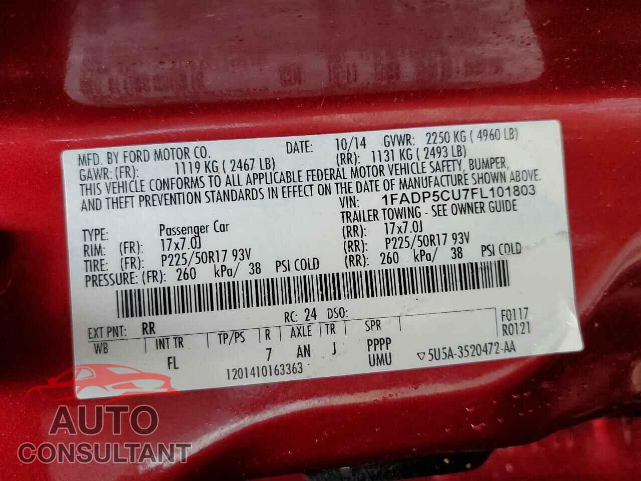 FORD CMAX 2015 - 1FADP5CU7FL101803