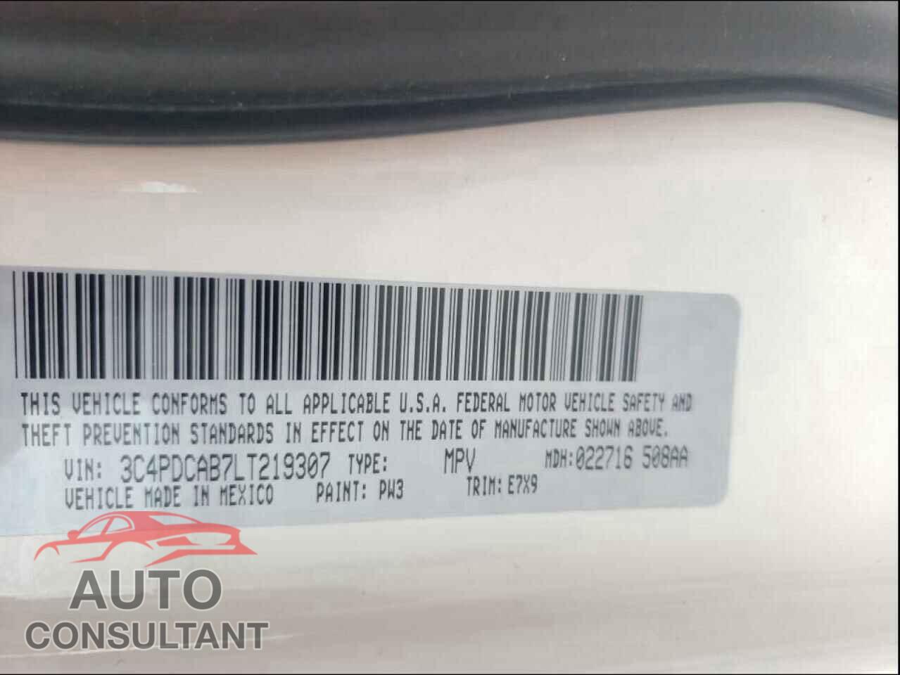 DODGE JOURNEY 2020 - 3C4PDCAB7LT219307