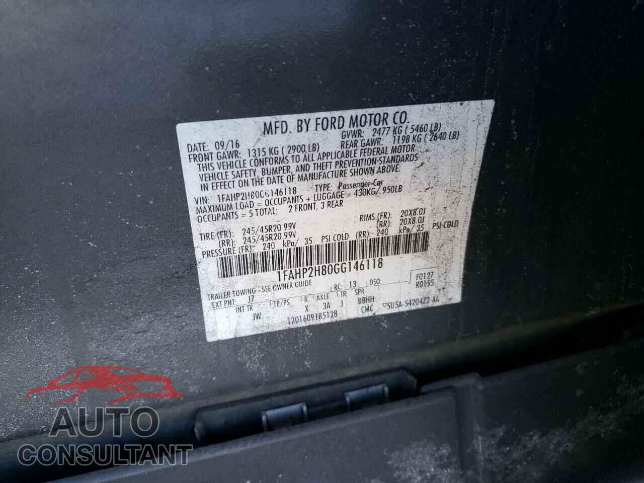 FORD TAURUS 2016 - 1FAHP2H80GG146118