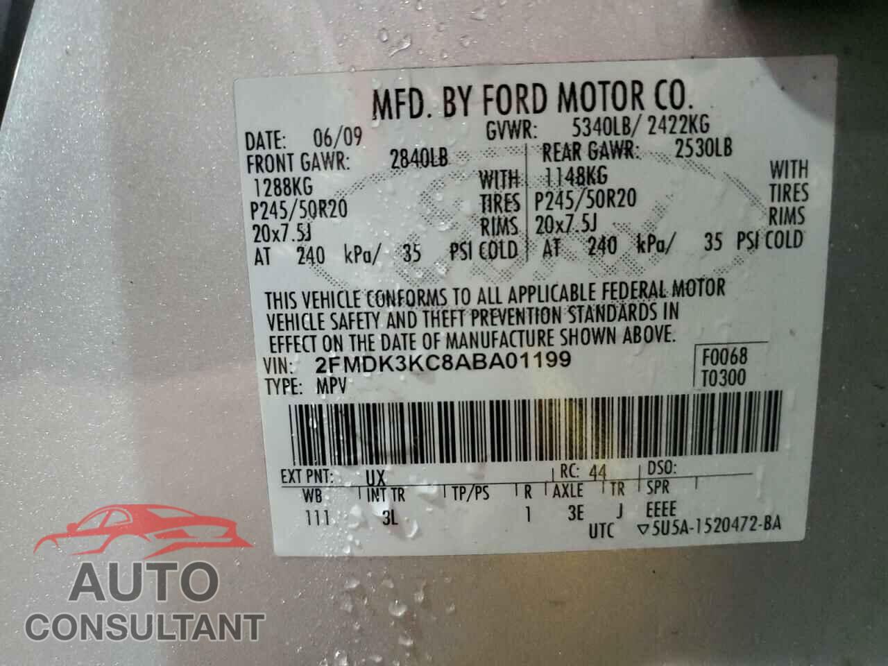 FORD EDGE 2010 - 2FMDK3KC8ABA01199