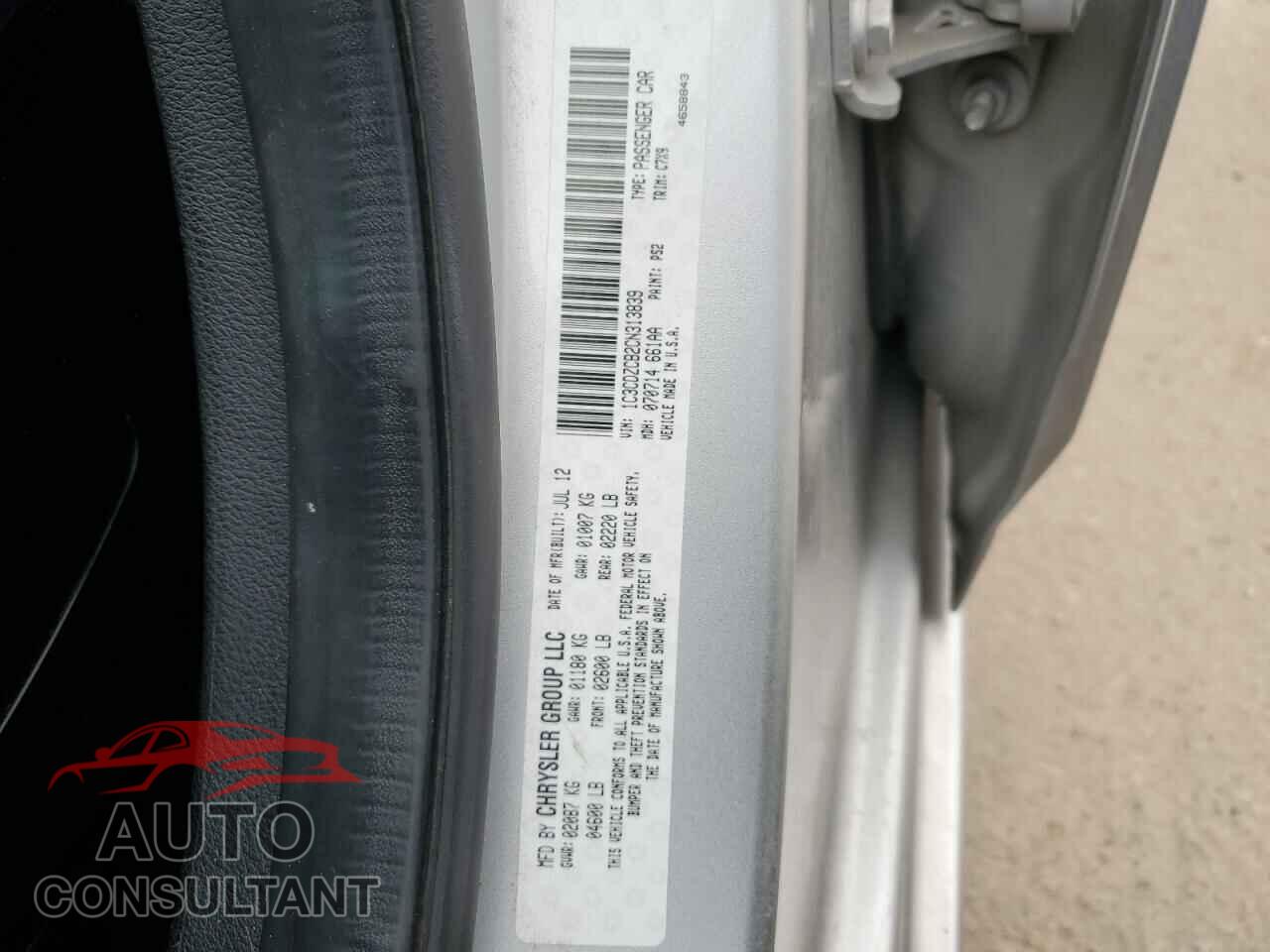 DODGE AVENGER 2012 - 1C3CDZCB2CN313839