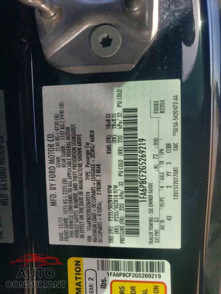 FORD MUSTANG 2016 - 1FA6P8CF2G5269219