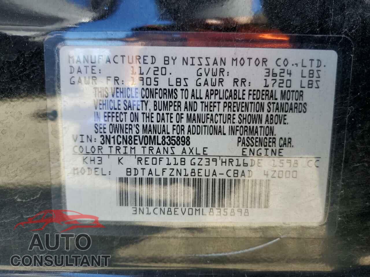 NISSAN VERSA 2021 - 3N1CN8EV0ML835898