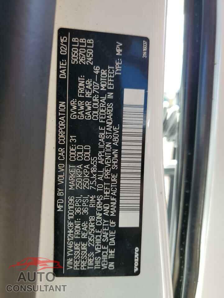 VOLVO V60 2015 - YV4612HK8F1001096