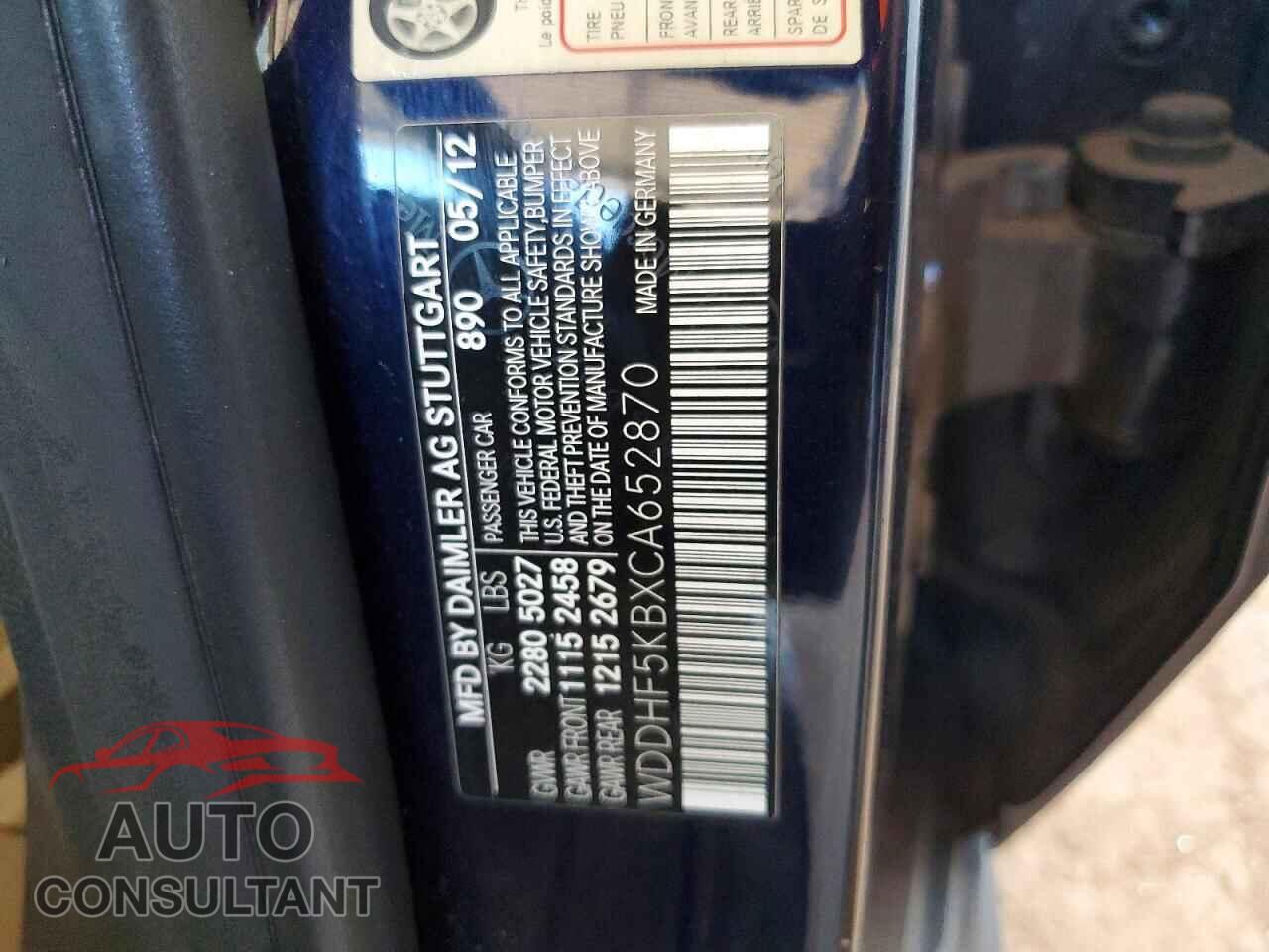 MERCEDES-BENZ E-CLASS 2012 - WDDHF5KBXCA652870