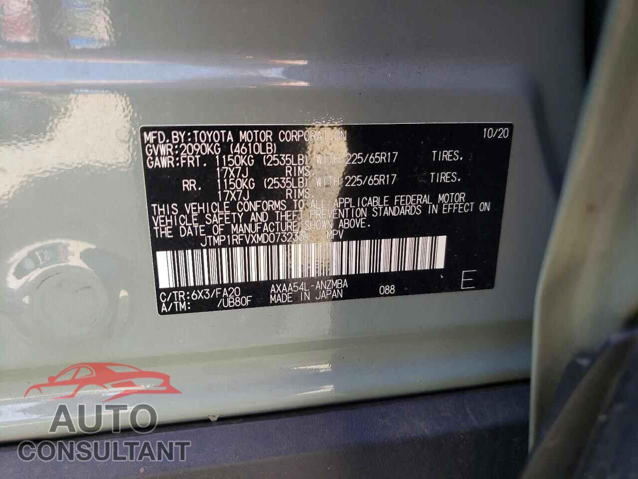 TOYOTA RAV4 2021 - JTMP1RFVXMD073233