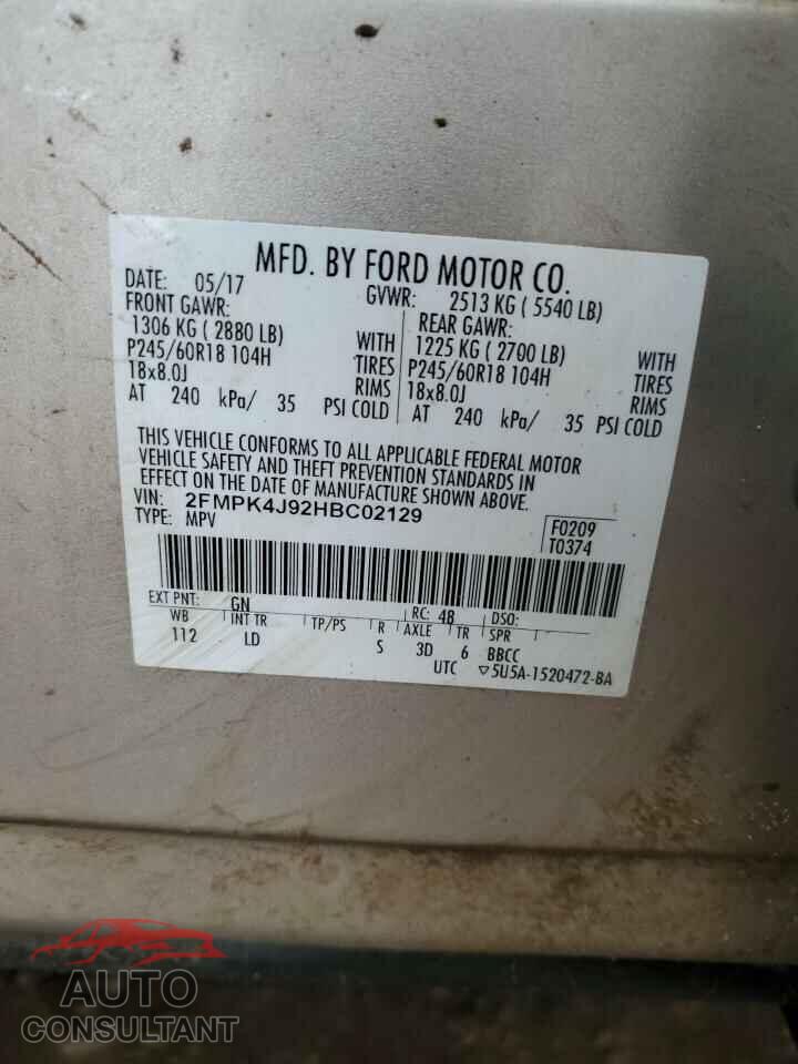 FORD EDGE 2017 - 2FMPK4J92HBC02129