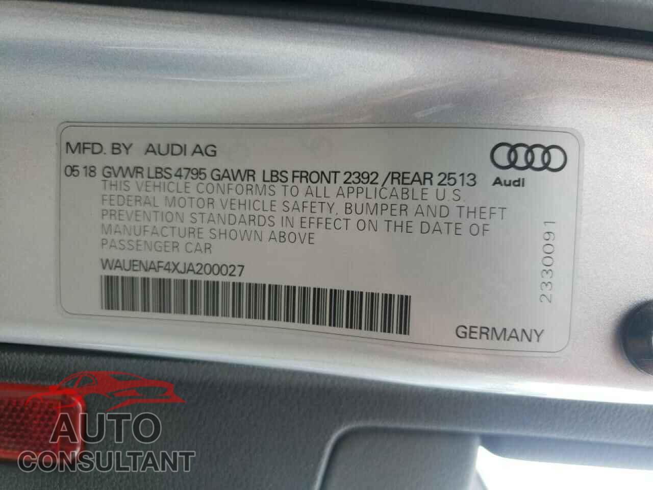 AUDI A4 2018 - WAUENAF4XJA200027
