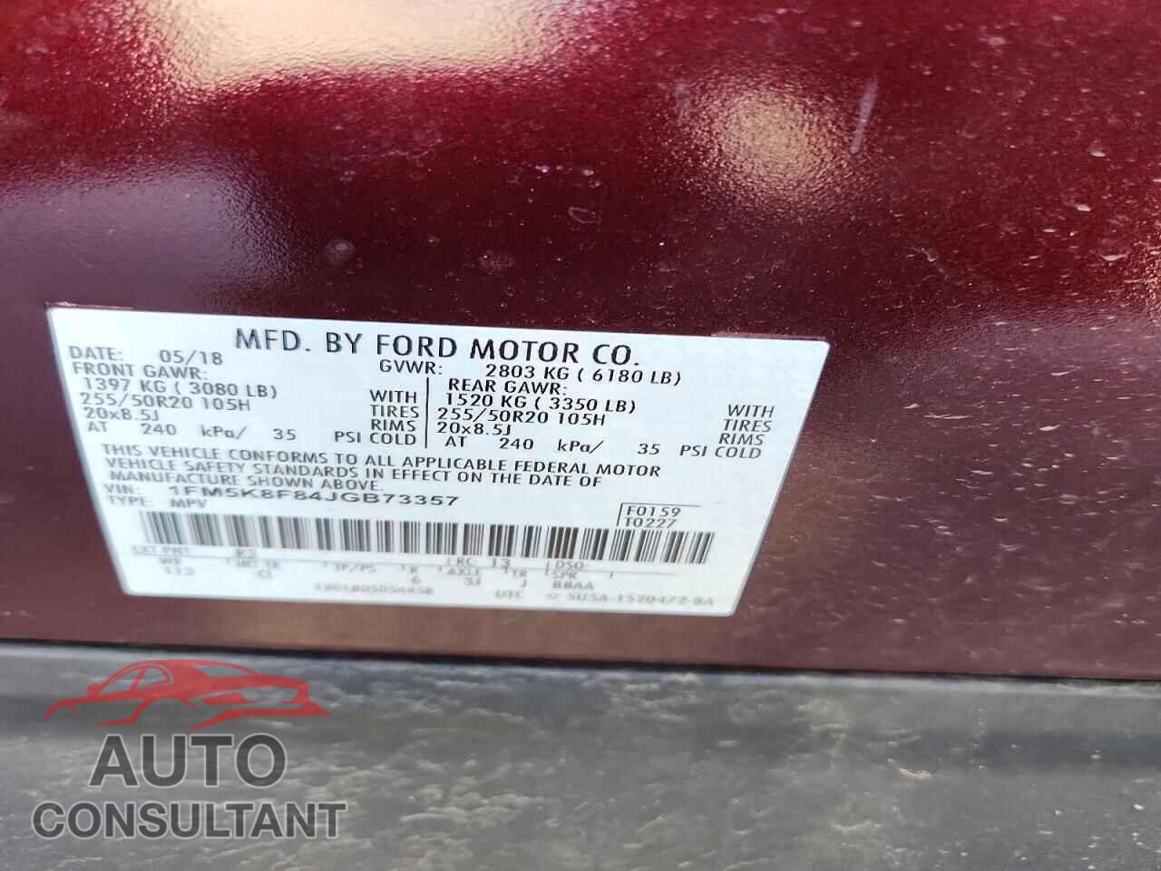 FORD EXPLORER 2018 - 1FM5K8F84JGB73357