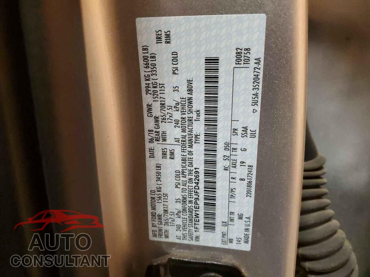 FORD F-150 2018 - 1FTEW1EP9JFD42691