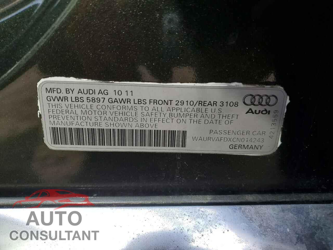 AUDI A8 2012 - WAURVAFDXCN014243