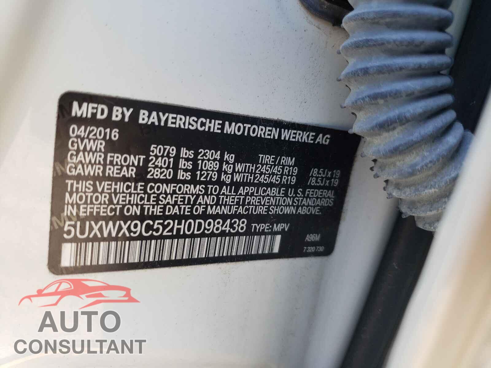 BMW X3 2017 - 5UXWX9C52H0D98438