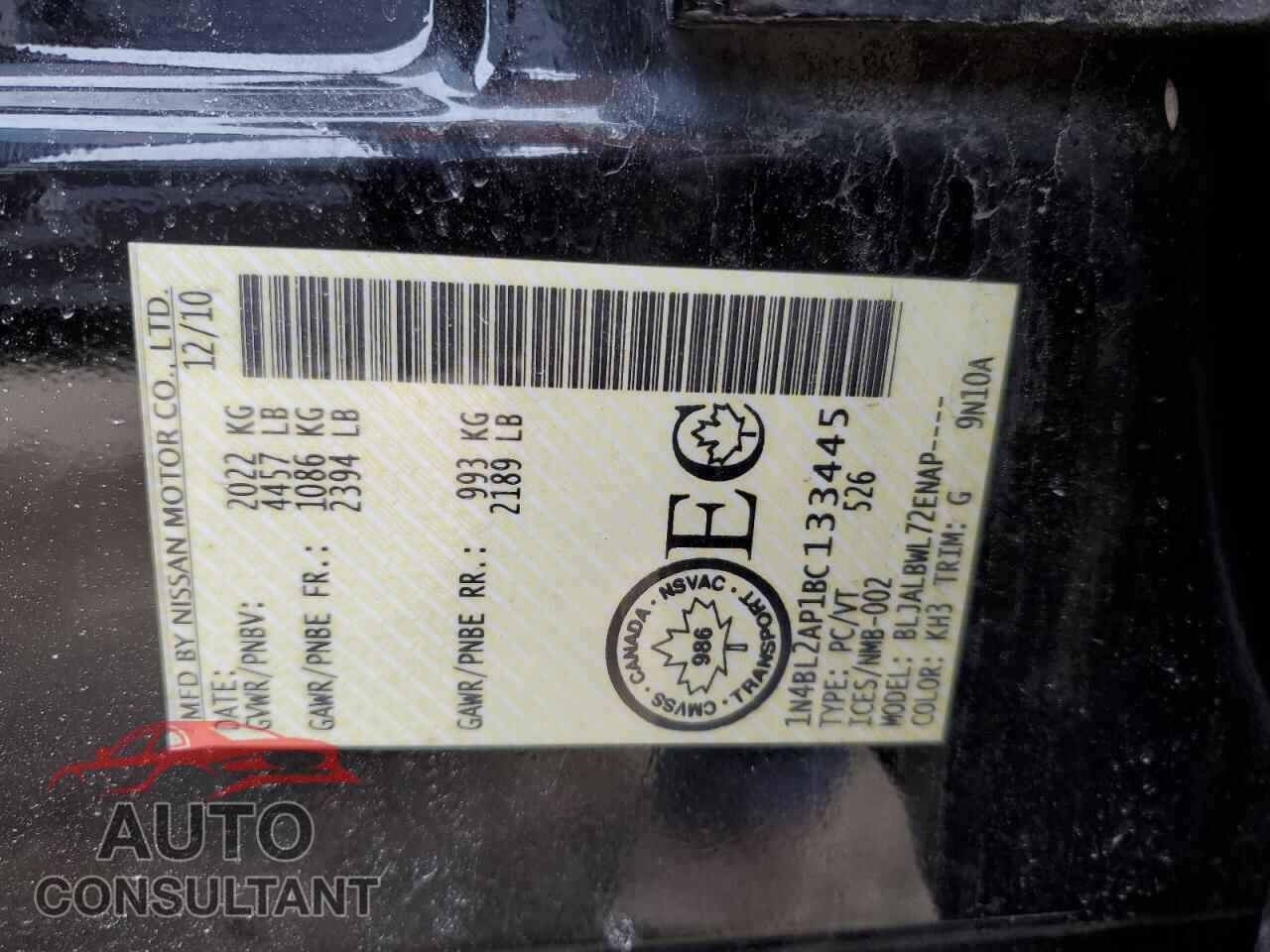 NISSAN ALTIMA 2011 - 1N4BL2AP1BC133445
