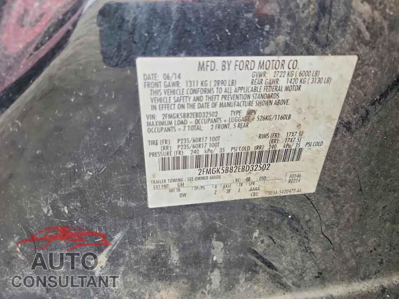 FORD FLEX 2014 - 2FMGK5B82EBD32502