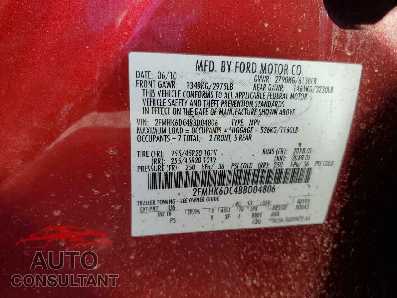 FORD FLEX 2011 - 2FMHK6DC4BBD04806