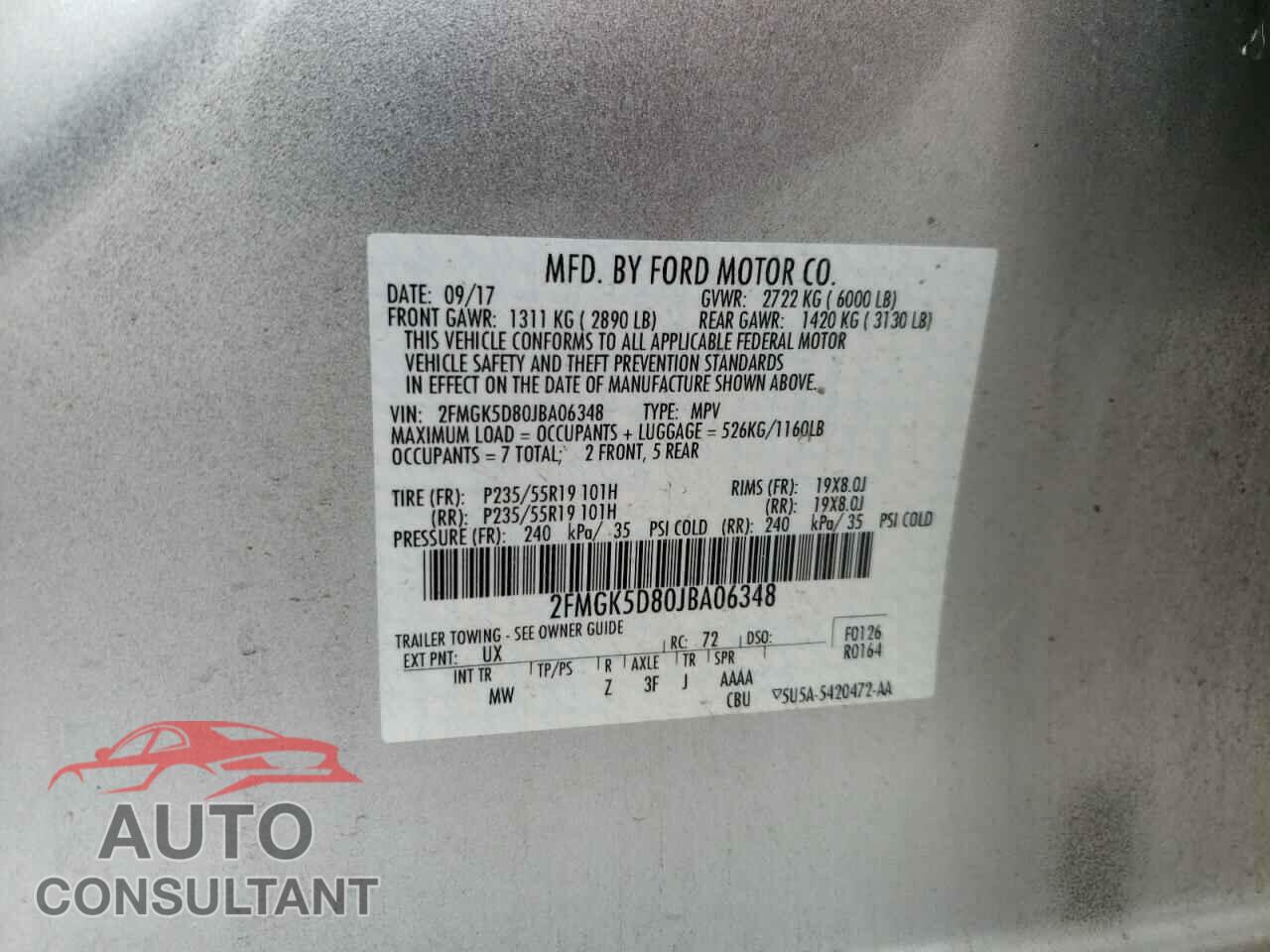 FORD FLEX 2018 - 2FMGK5D80JBA06348