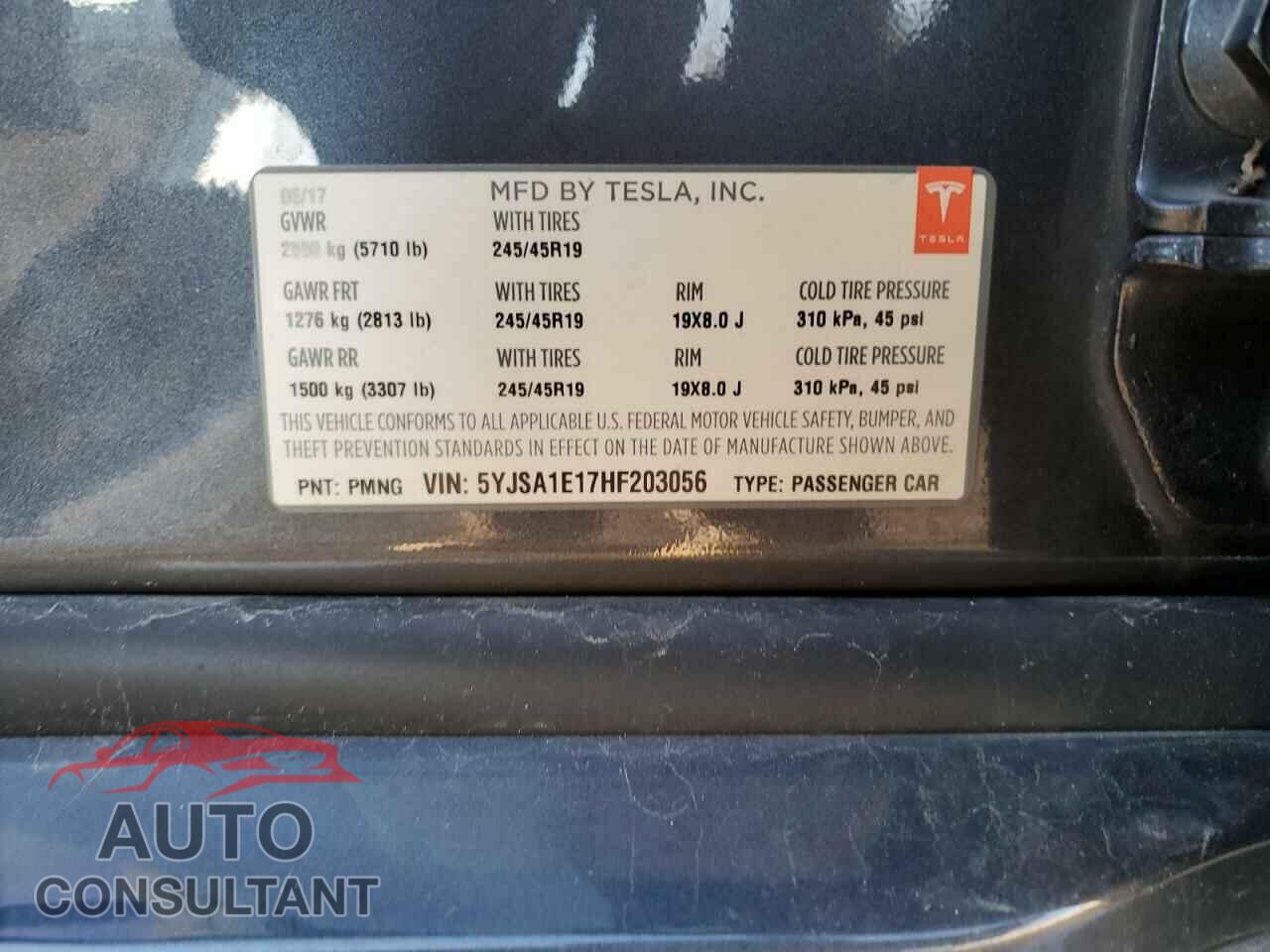 TESLA MODEL S 2017 - 5YJSA1E17HF203056
