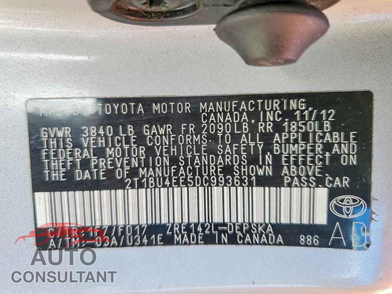 TOYOTA COROLLA 2013 - 2T1BU4EE5DC993631