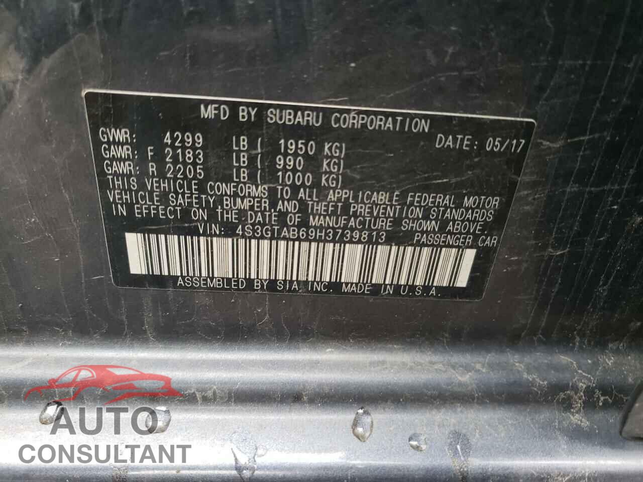 SUBARU IMPREZA 2017 - 4S3GTAB69H3739813
