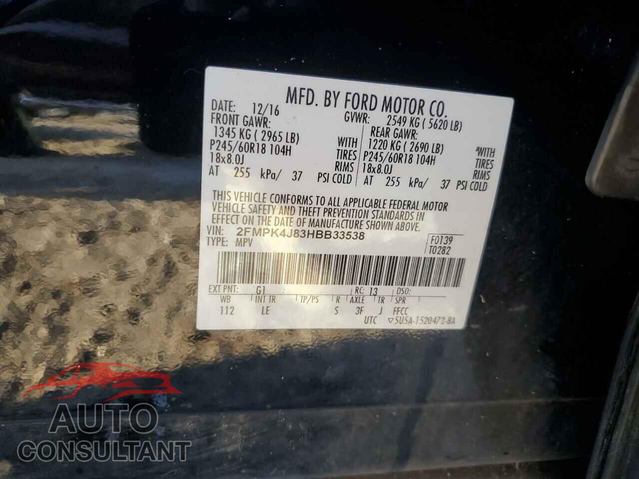 FORD EDGE 2017 - 2FMPK4J83HBB33538