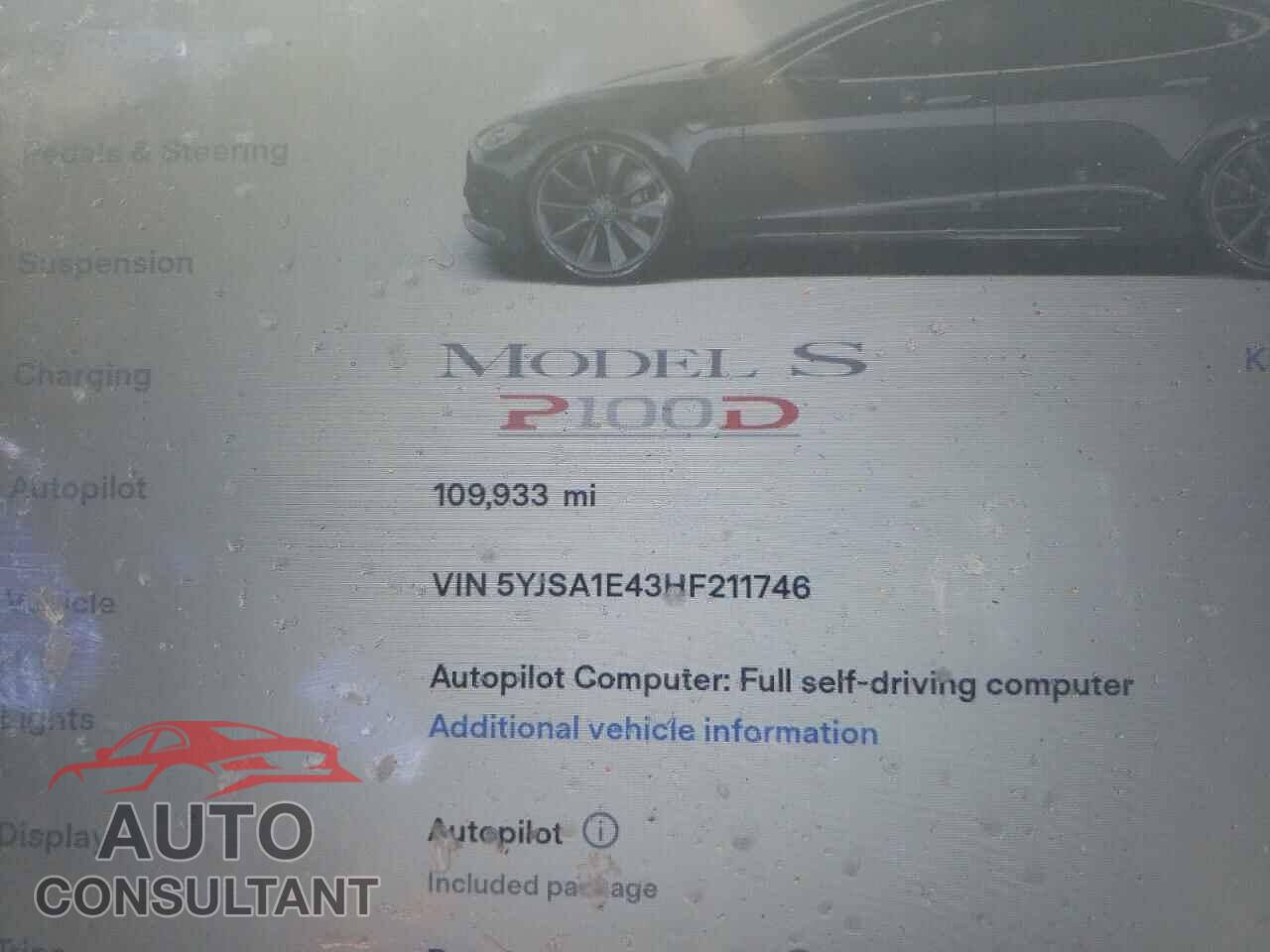 TESLA MODEL S 2017 - 5YJSA1E43HF211746