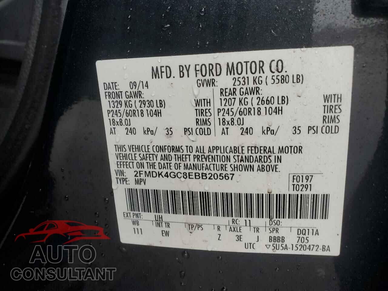 FORD EDGE 2014 - 2FMDK4GC8EBB20567