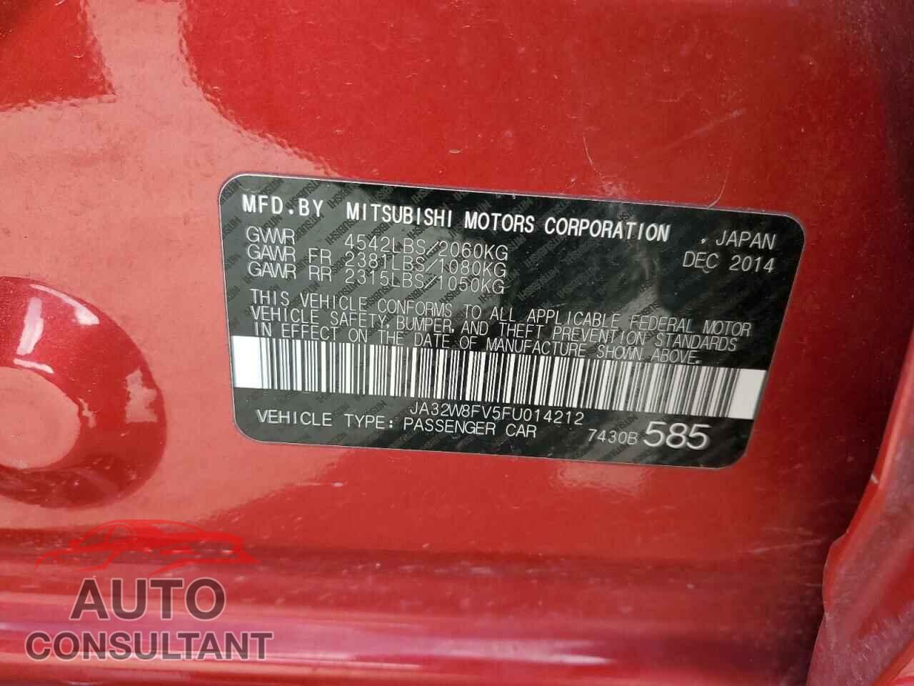 MITSUBISHI EVO 2015 - JA32W8FV5FU014212