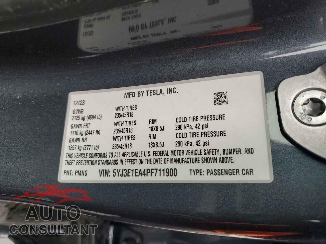 TESLA MODEL 3 2023 - 5YJ3E1EA4PF711900