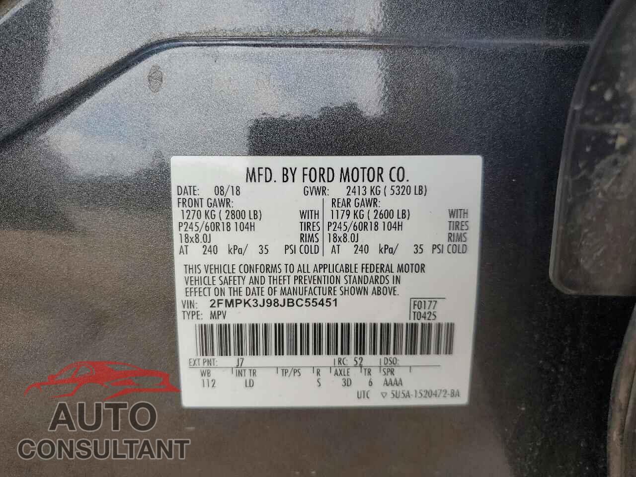 FORD EDGE 2018 - 2FMPK3J98JBC55451