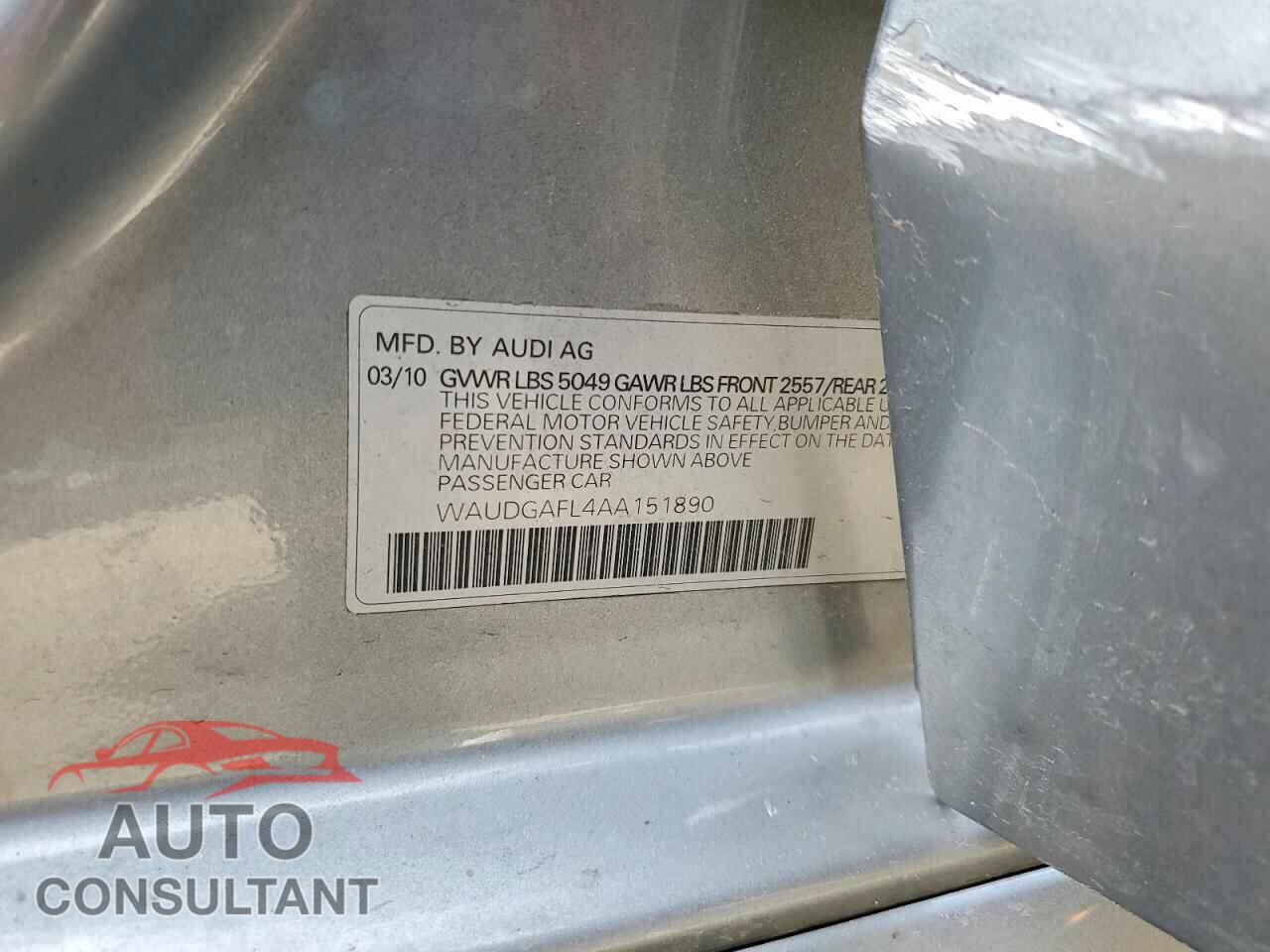 AUDI S4/RS4 2010 - WAUDGAFL4AA151890