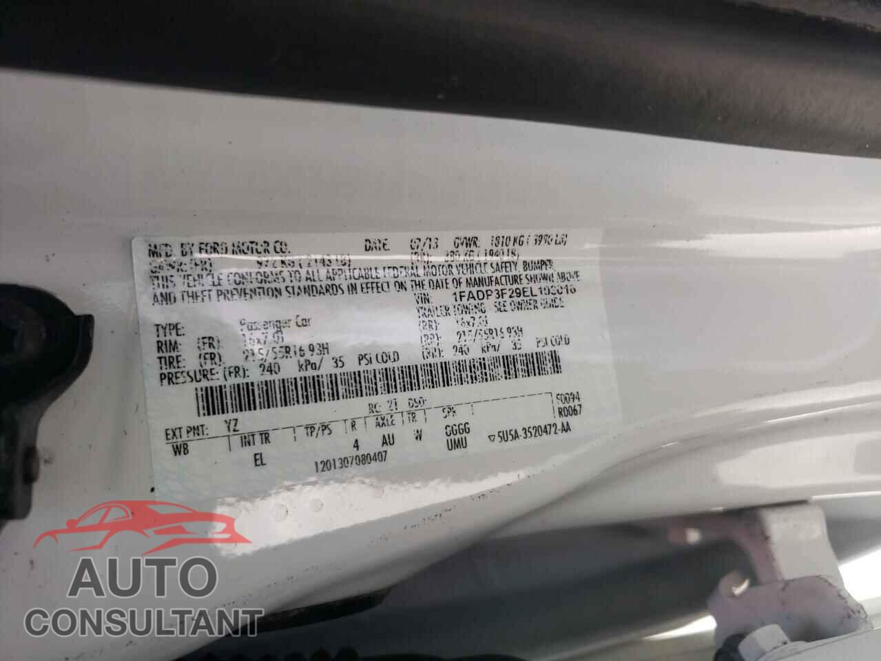 FORD FOCUS 2014 - 1FADP3F29EL103016