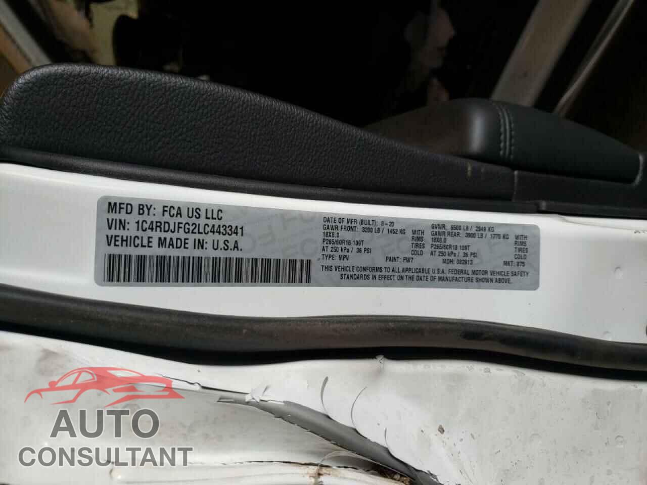DODGE DURANGO 2020 - 1C4RDJFG2LC443341