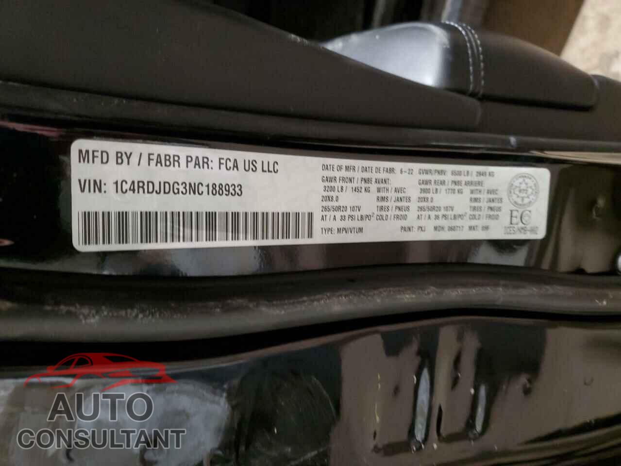 DODGE DURANGO 2022 - 1C4RDJDG3NC188933