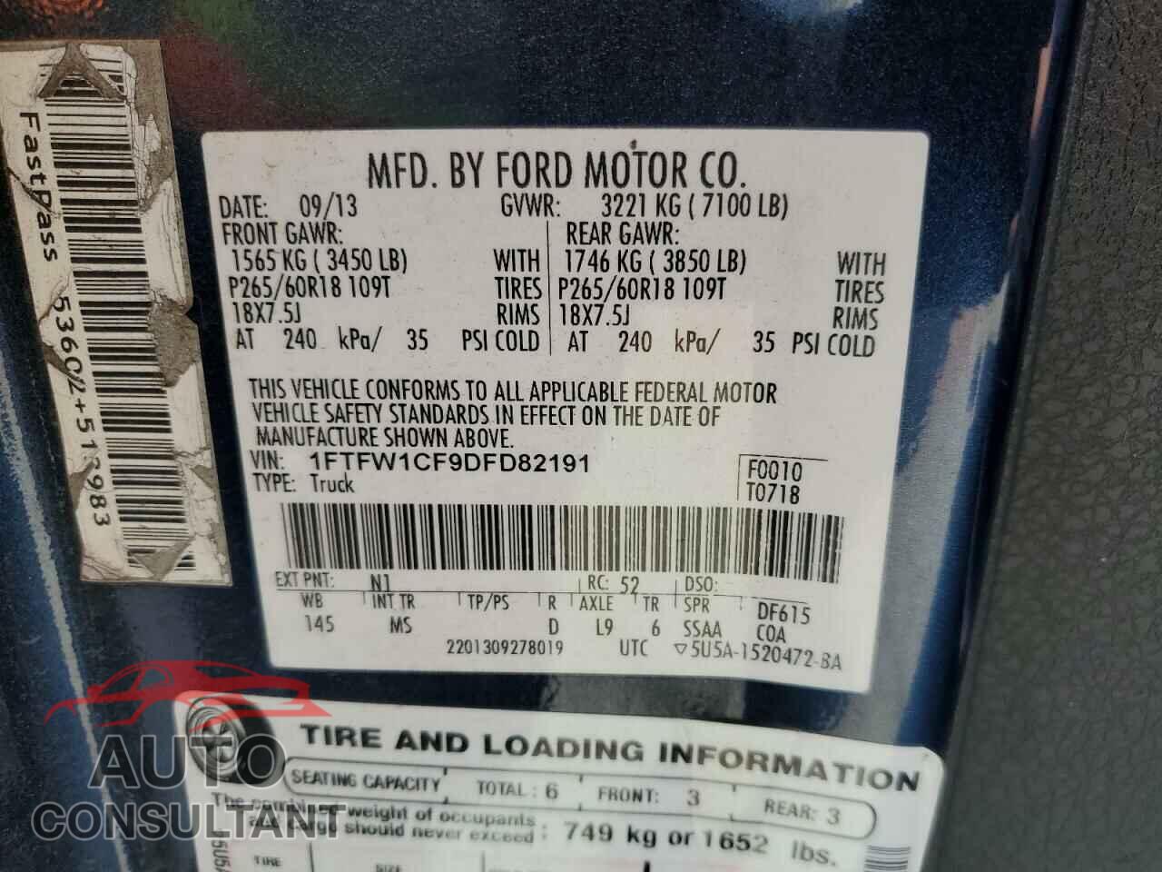 FORD F-150 2013 - 1FTFW1CF9DFD82191