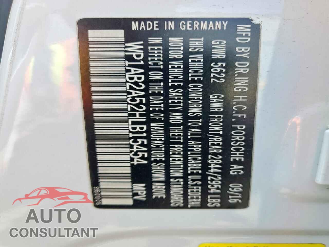 PORSCHE MACAN 2017 - WP1AB2A52HLB15454