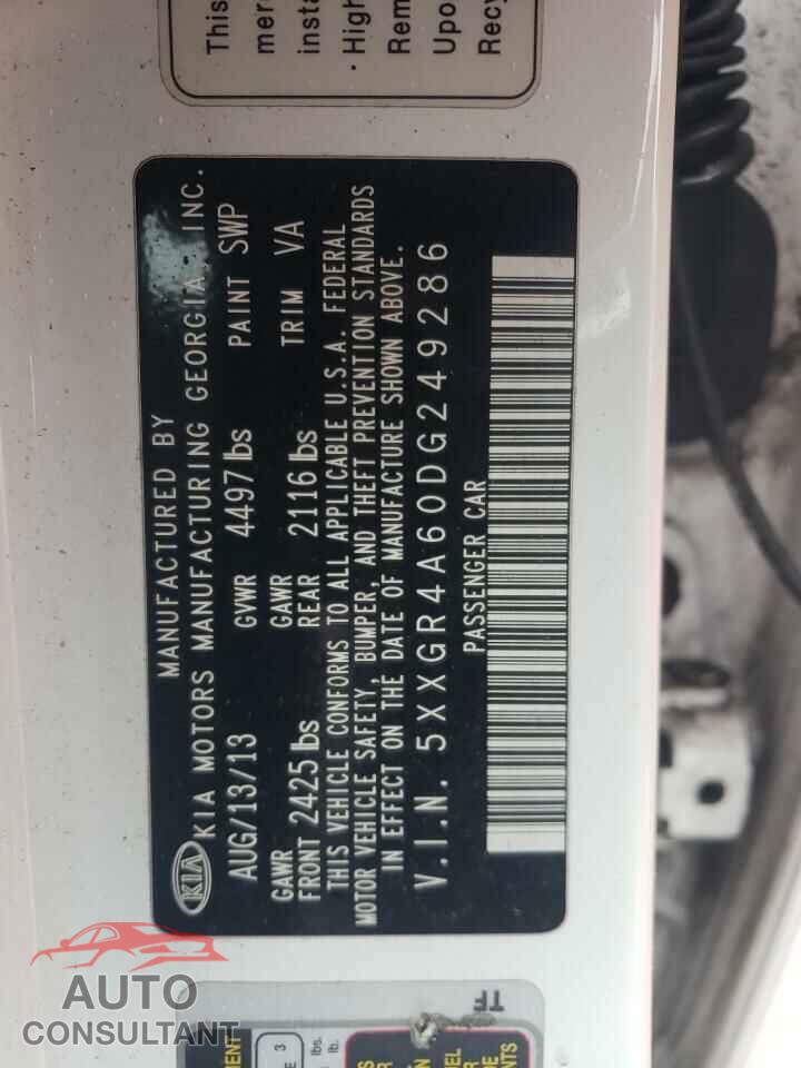 KIA OPTIMA 2013 - 5XXGR4A60DG249286