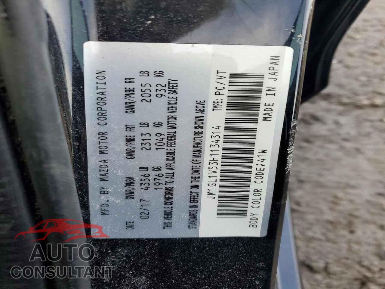 MAZDA 6 2017 - JM1GL1V53H1134314