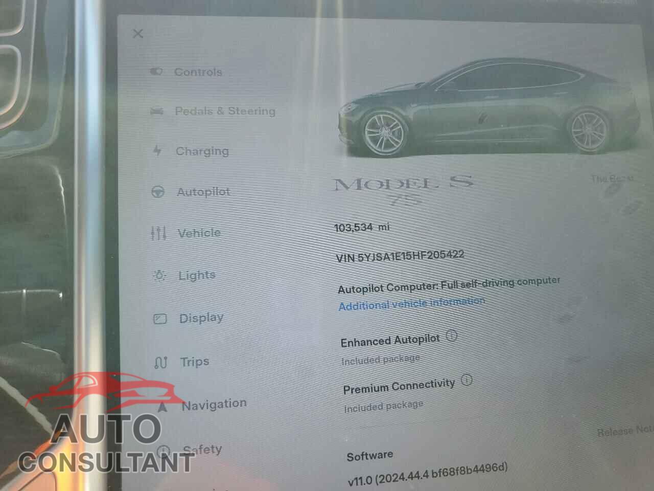 TESLA MODEL S 2017 - 5YJSA1E15HF205422
