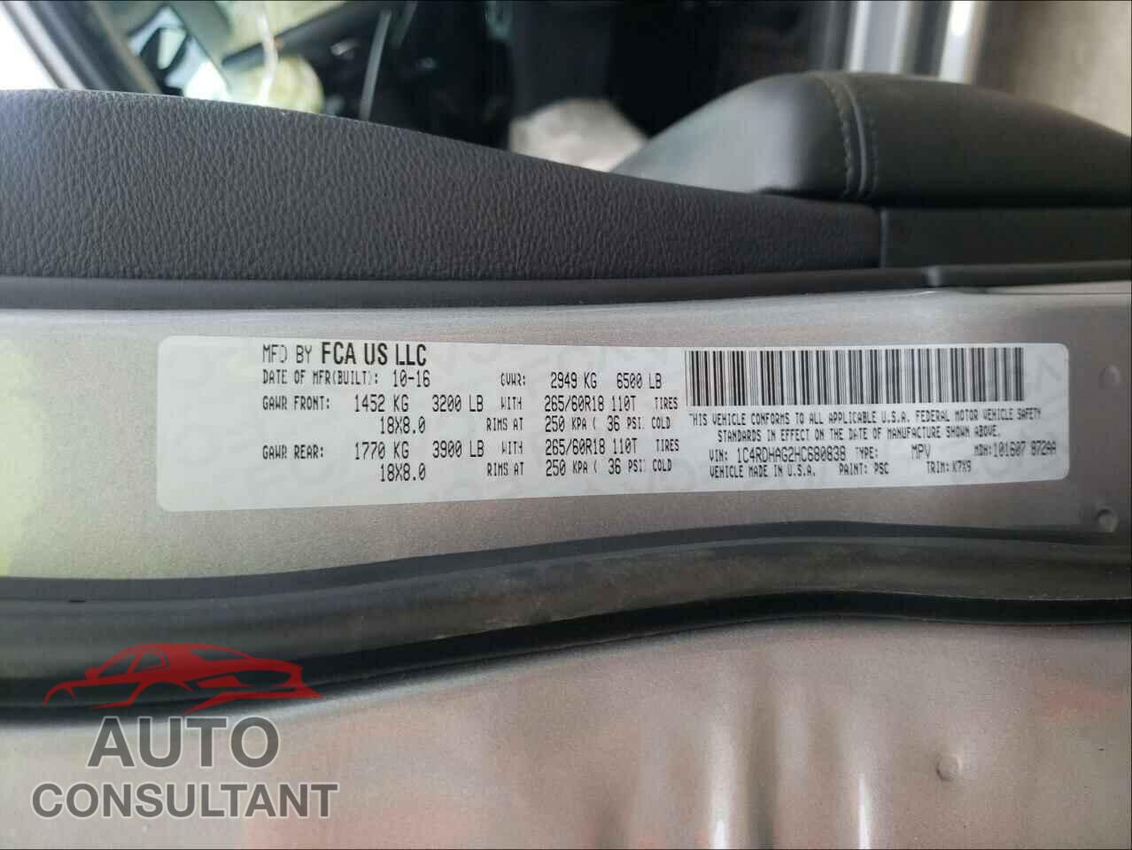 DODGE DURANGO 2017 - 1C4RDHAG2HC680838