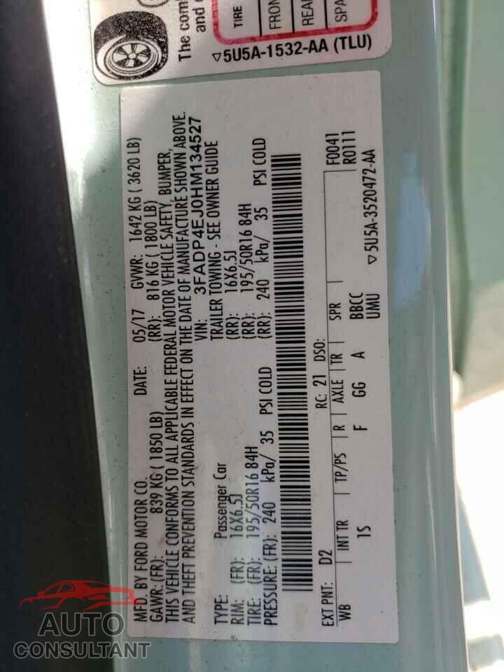 FORD FIESTA 2017 - 3FADP4EJ0HM134527