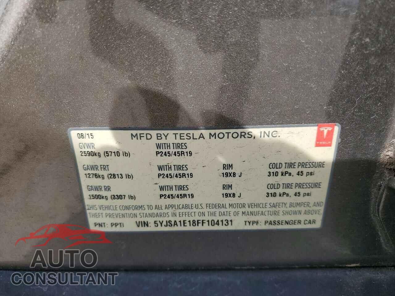 TESLA MODEL S 2015 - 5YJSA1E18FF104131