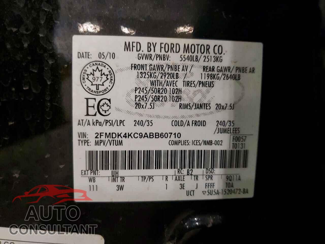 FORD EDGE 2010 - 2FMDK4KC9ABB60710