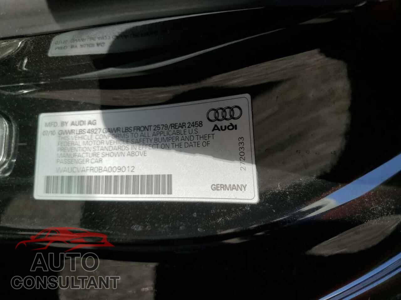 AUDI S5/RS5 2011 - WAUCVAFR0BA009012