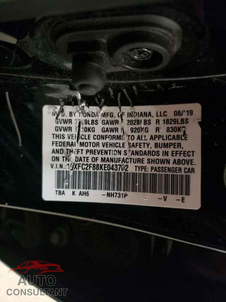 HONDA CIVIC 2019 - 19XFC2F88KE043702